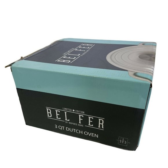 NEW BEL FER White Enameled Cast Iron 3 qt Dutch Oven Heavy-Duty limited edition - Picture 8 of 10